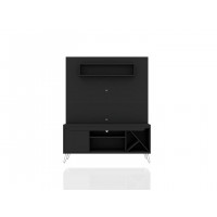 Manhattan Comfort 218BMC8 Baxter 53.54 Mid-Century Modern Freestanding Entertainment Center with Media Shelves and Wine Rack in Black